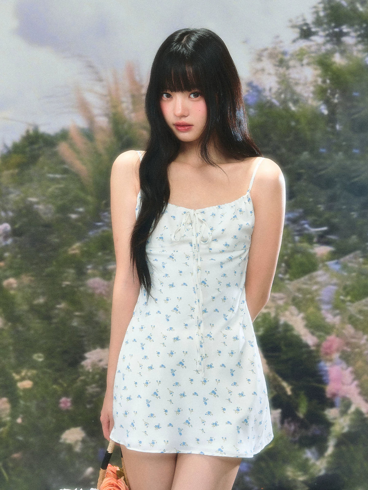 Floral Lace-Up Mini Dress