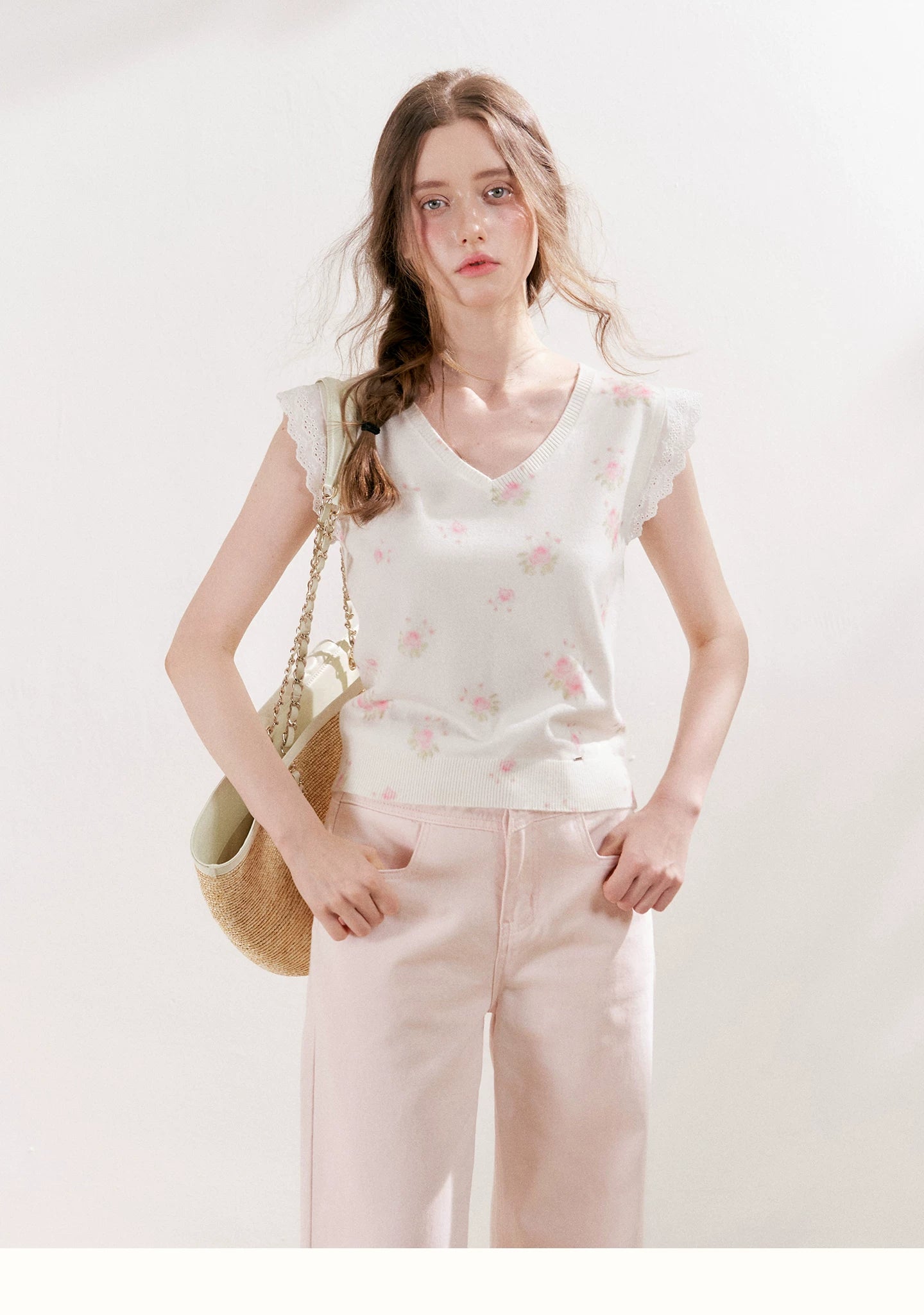Rose Lace Knit T-shirt