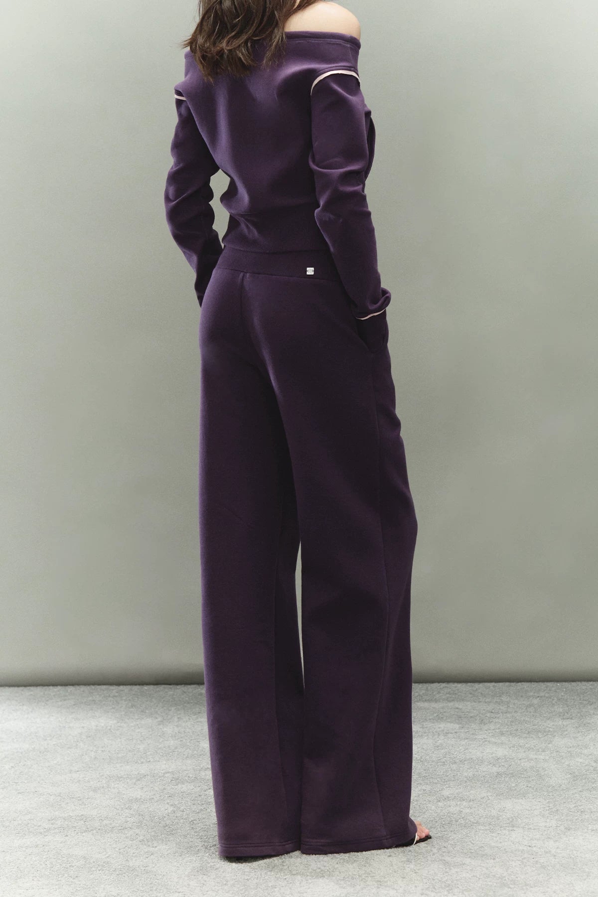 Off-Shoulder Drawstring Sweatshirt & Pants Set