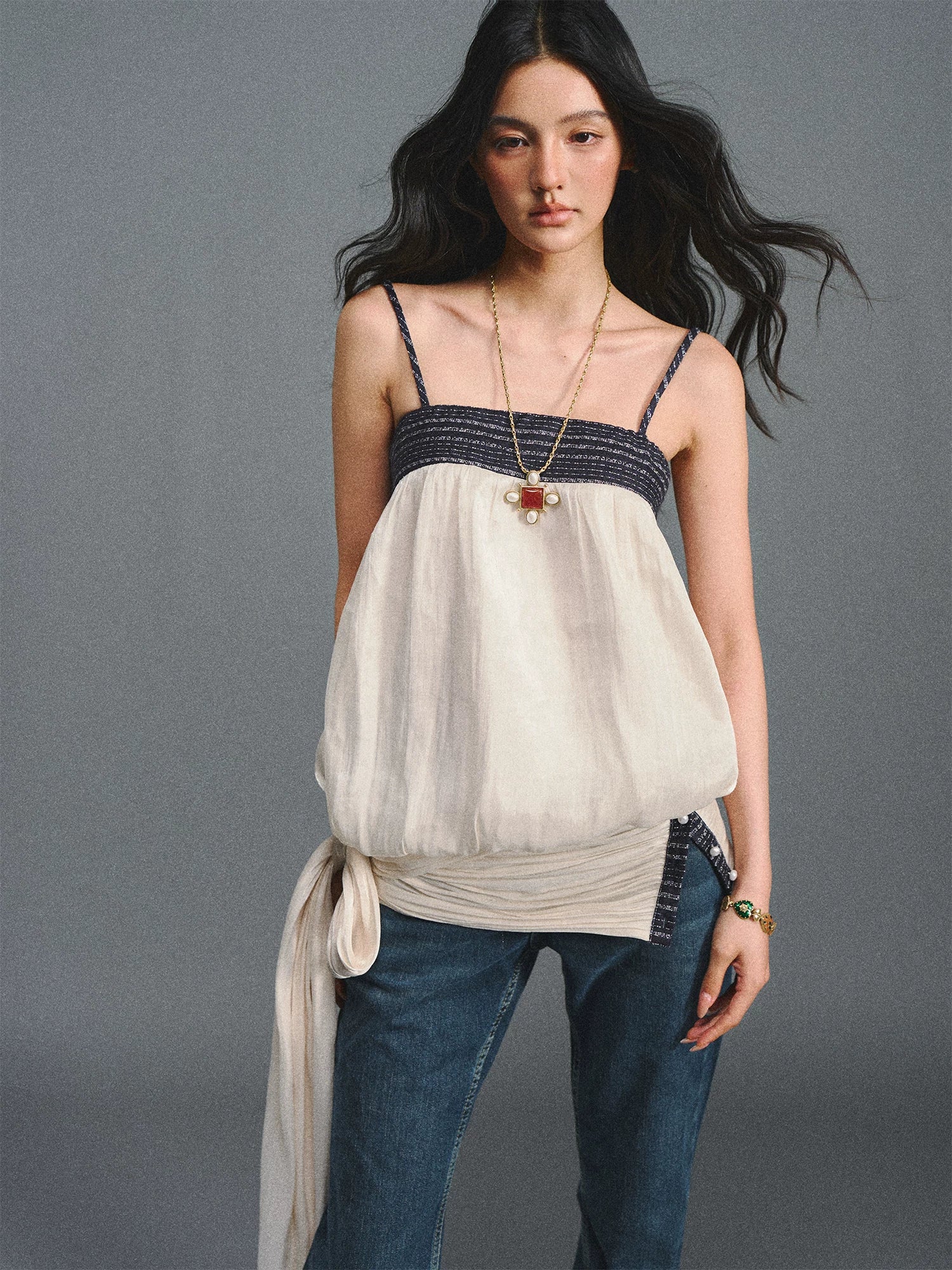 Shimmer Tweed Bubble Cami Top