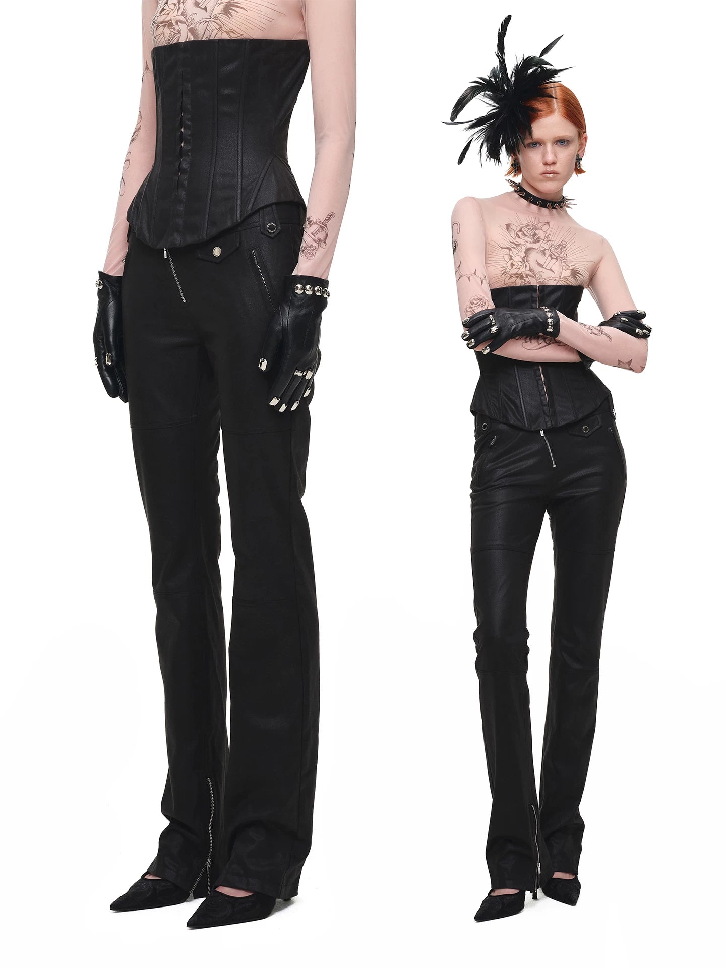 Washed Faux Leather Pants