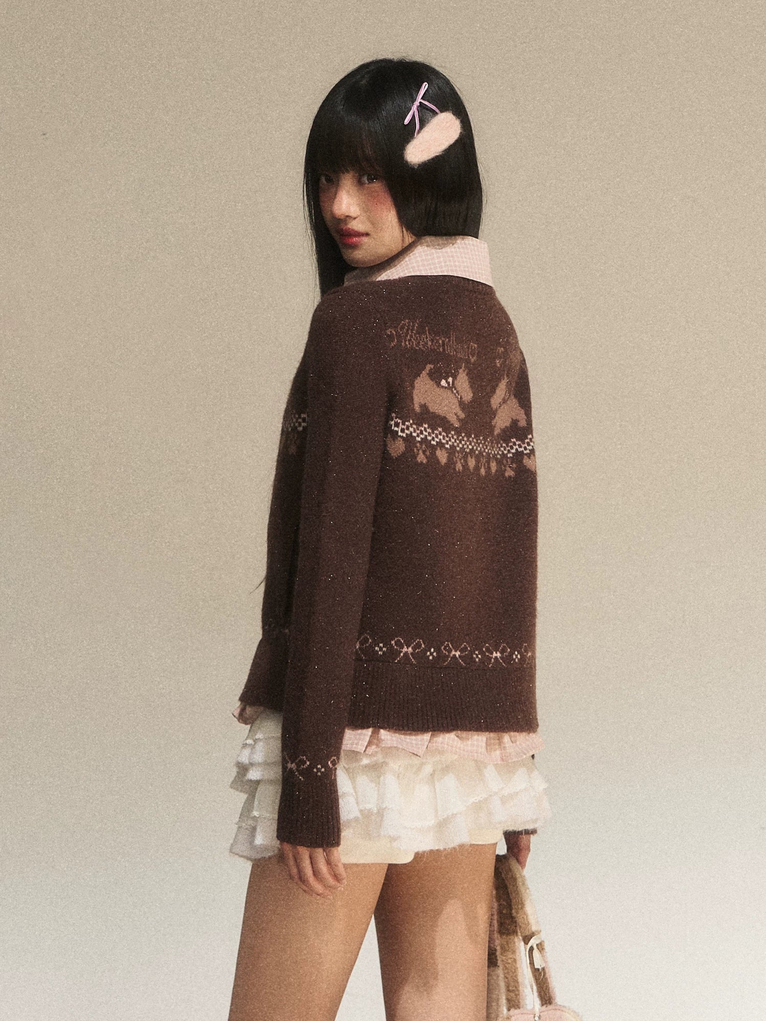 Fair Isle Collar Knit Cardigan
