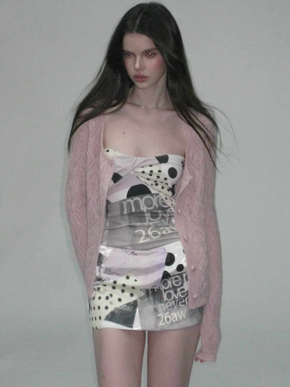 Mohair Hollow Out Knit Cardigan