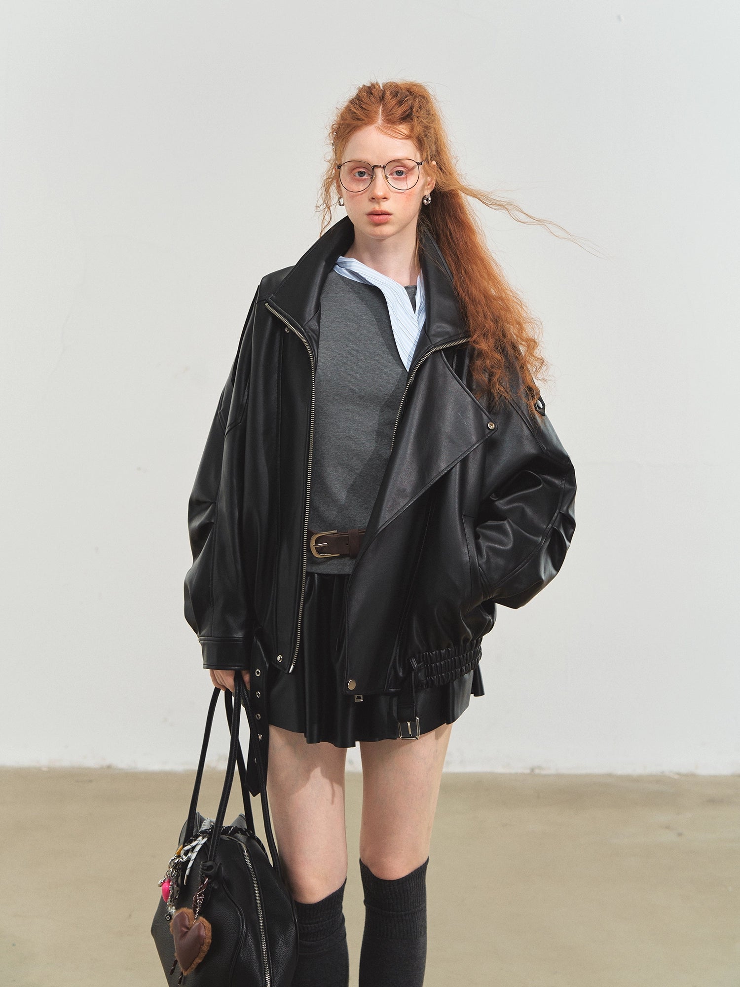 Black Vintage Moto Leather Jacket