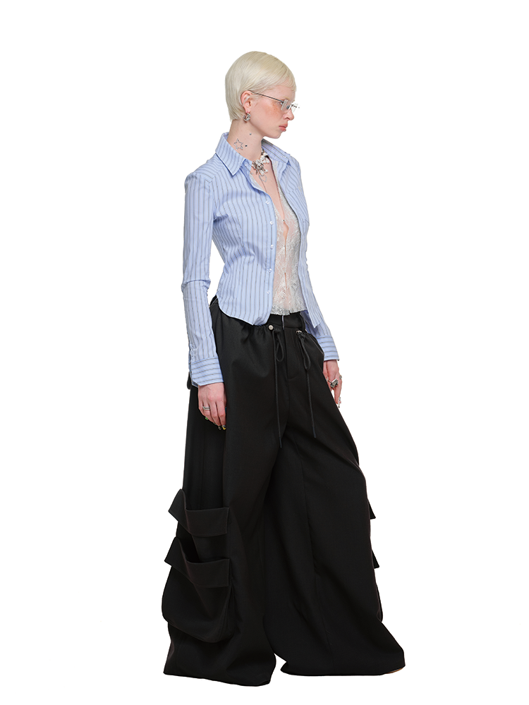 Faux Two-Piece Buttoned Slim Fit Shirt & Skirt Set