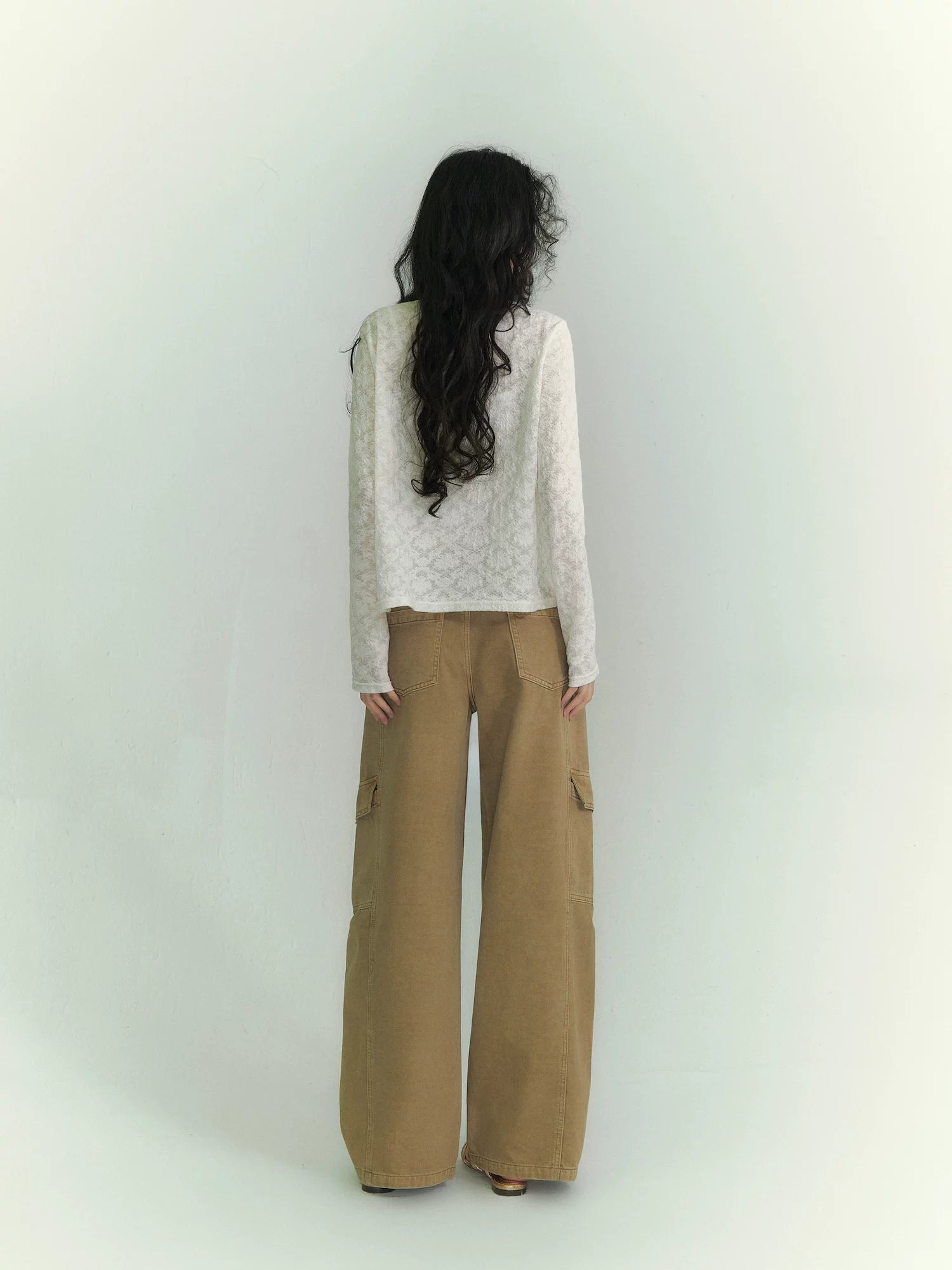 Lace Trim Stripe Cardigan Set