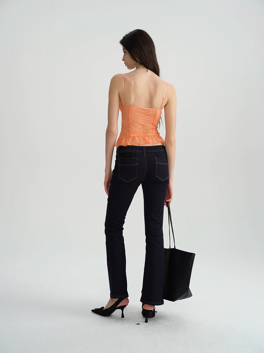 Dual-Tone Lace Trim Cami