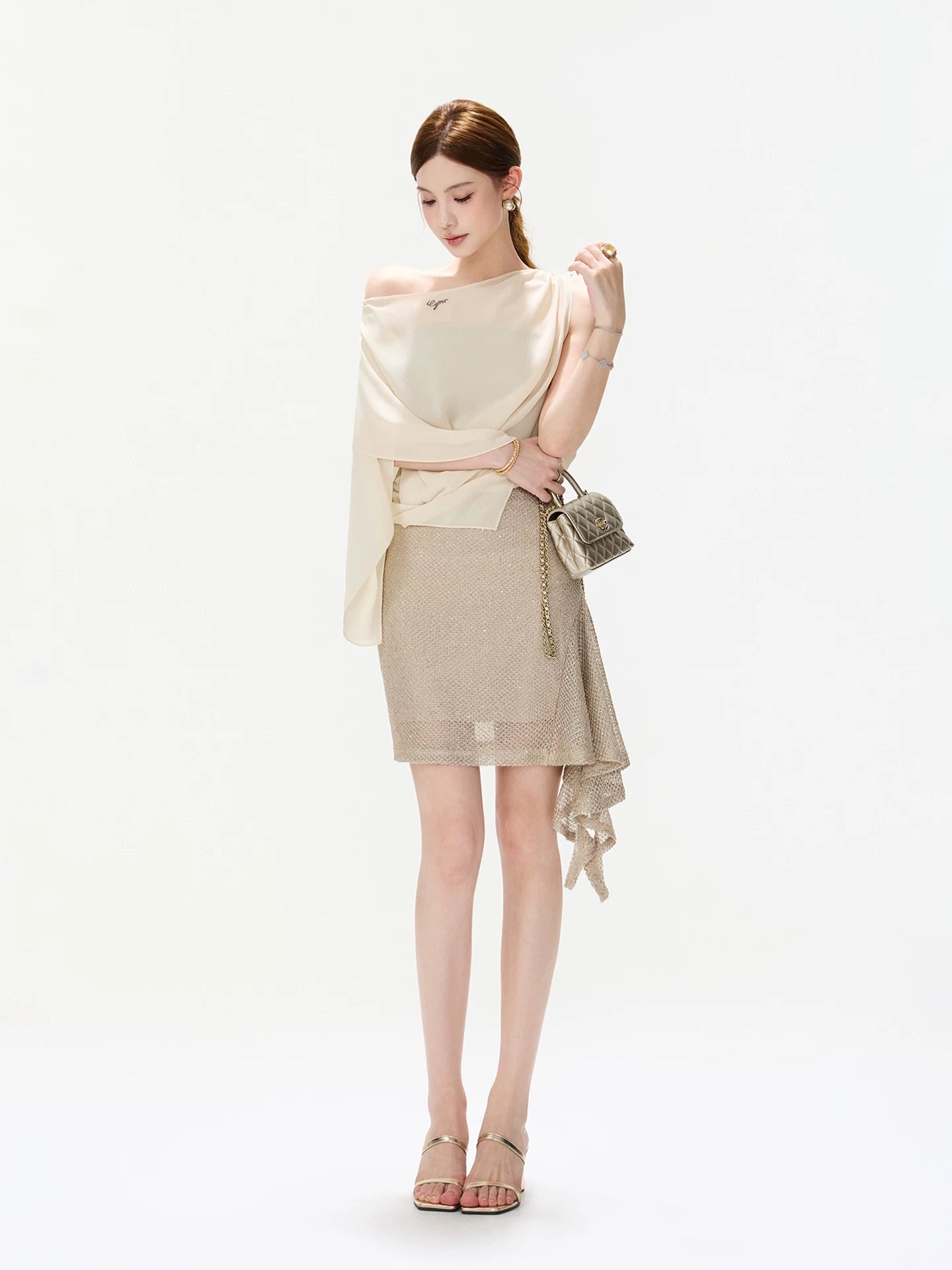 Off-Shoulder Cape Dress