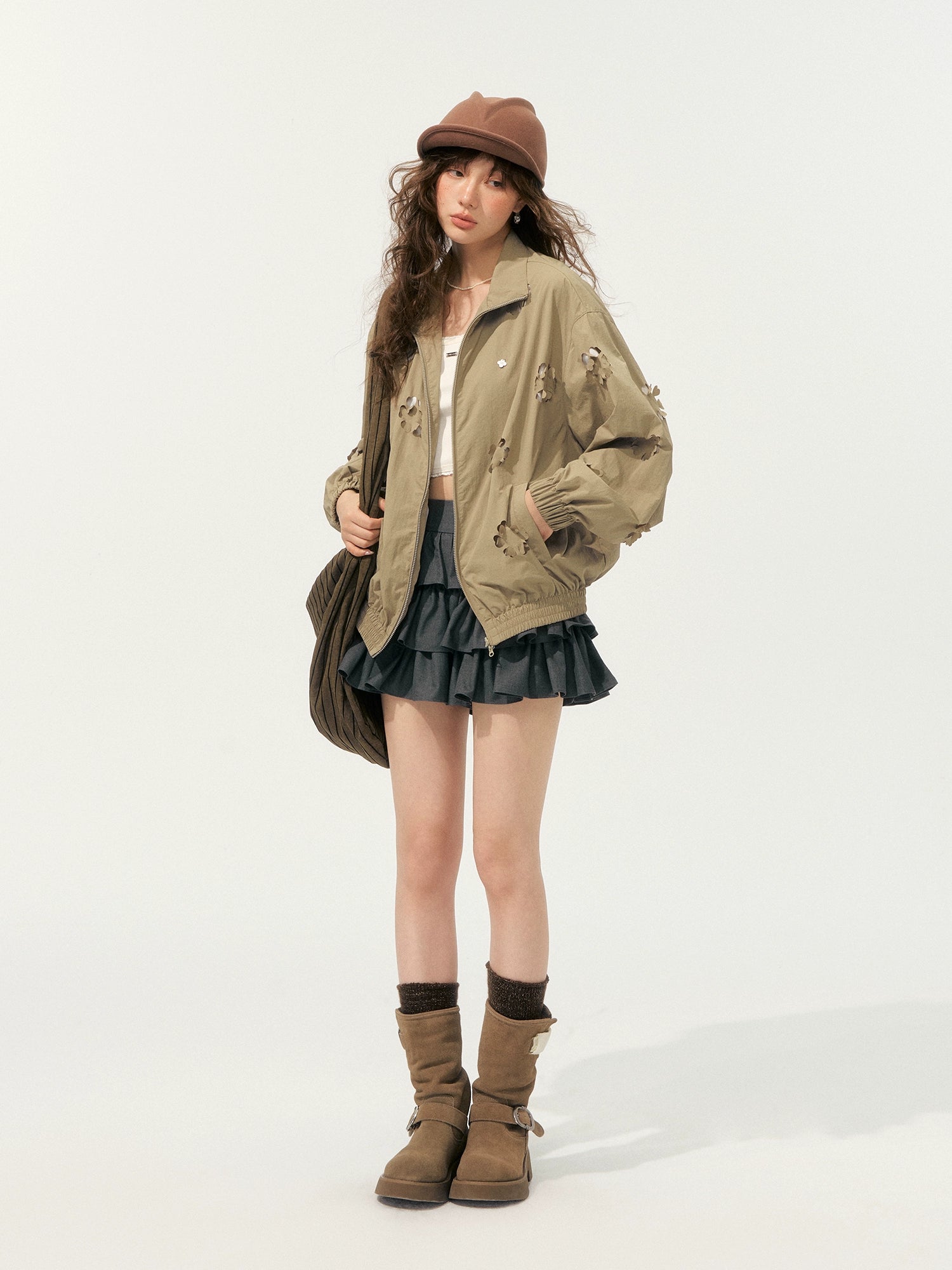 Hollow Cut Floral Jacket