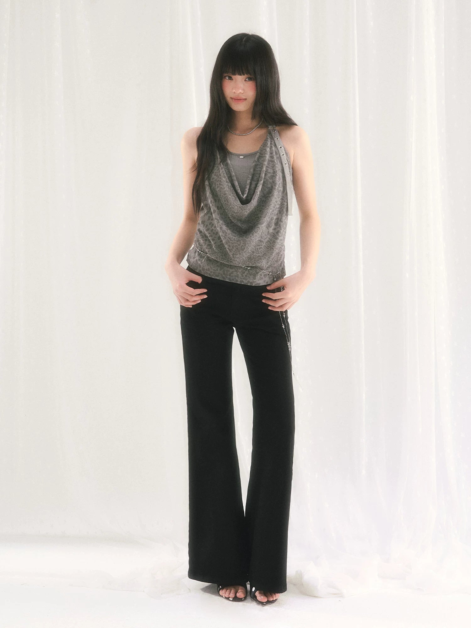 Gray Leopard Halter Top