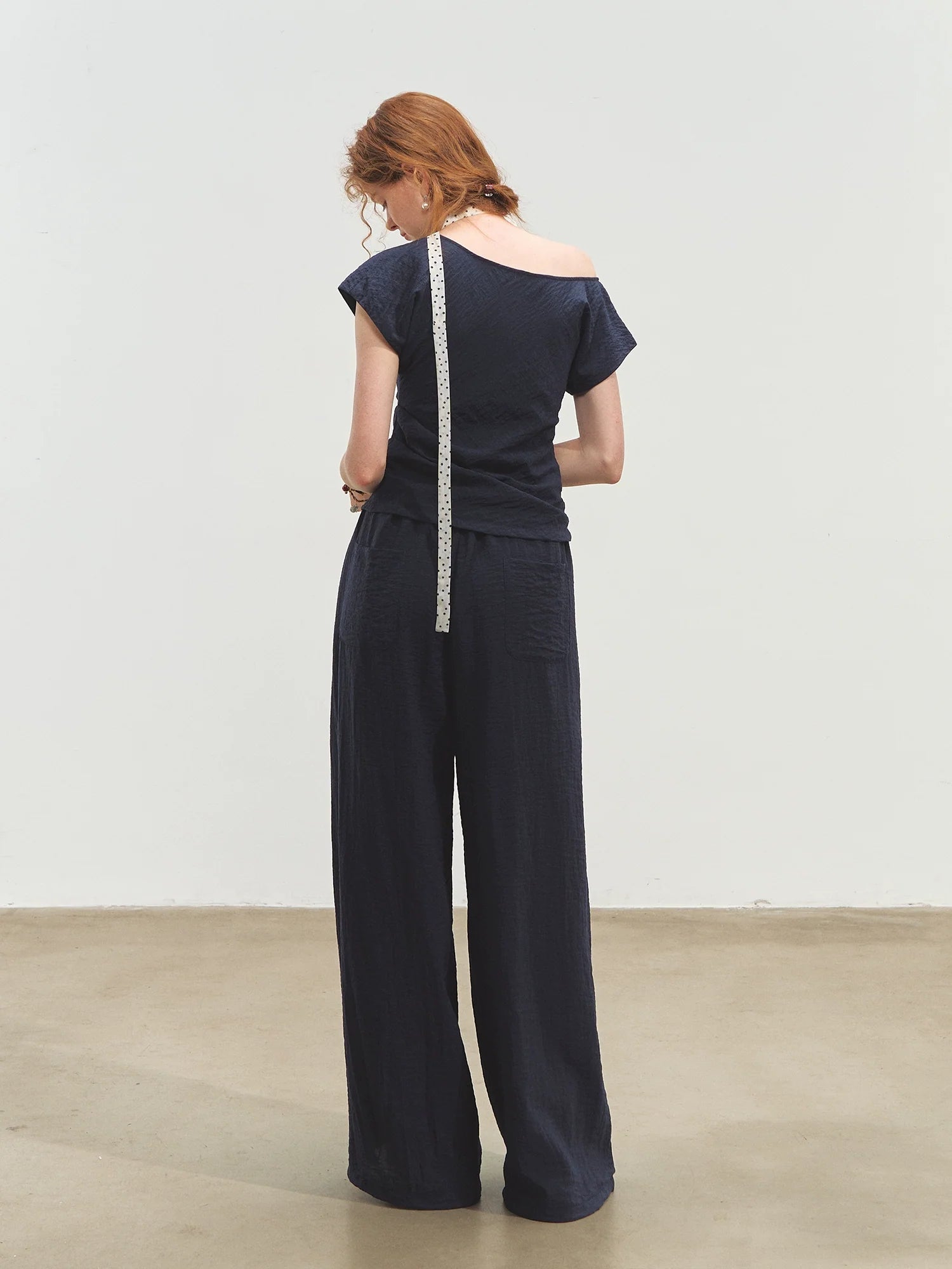 Draped Lazy Asymmetric Shoulder Convertible Top Set