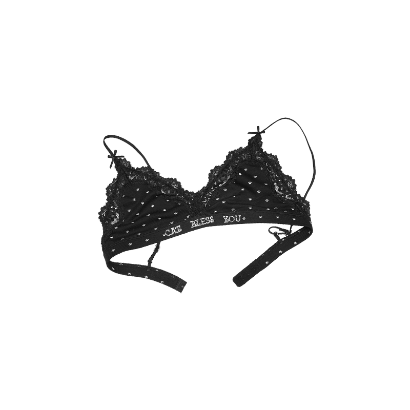 Polka Dot Cat Paw Lace Bralette