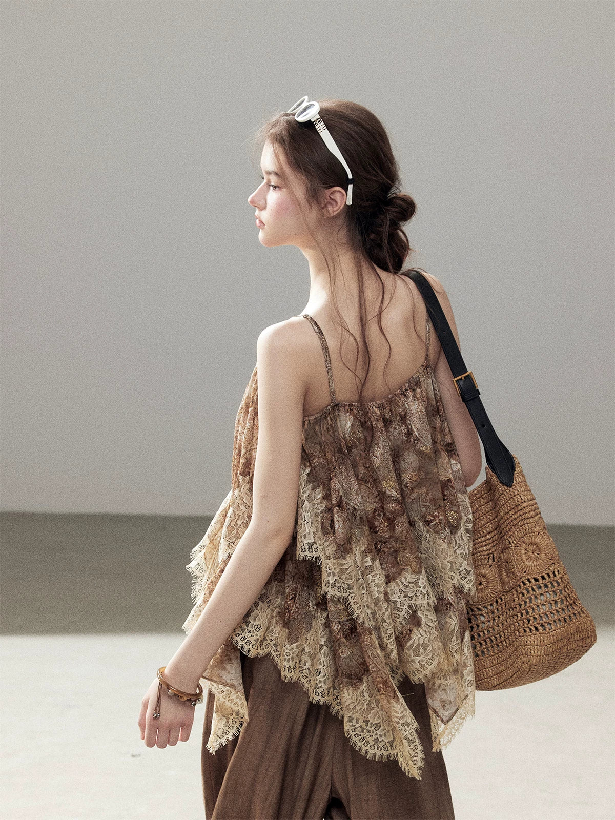 Brown Lace Camisole Top