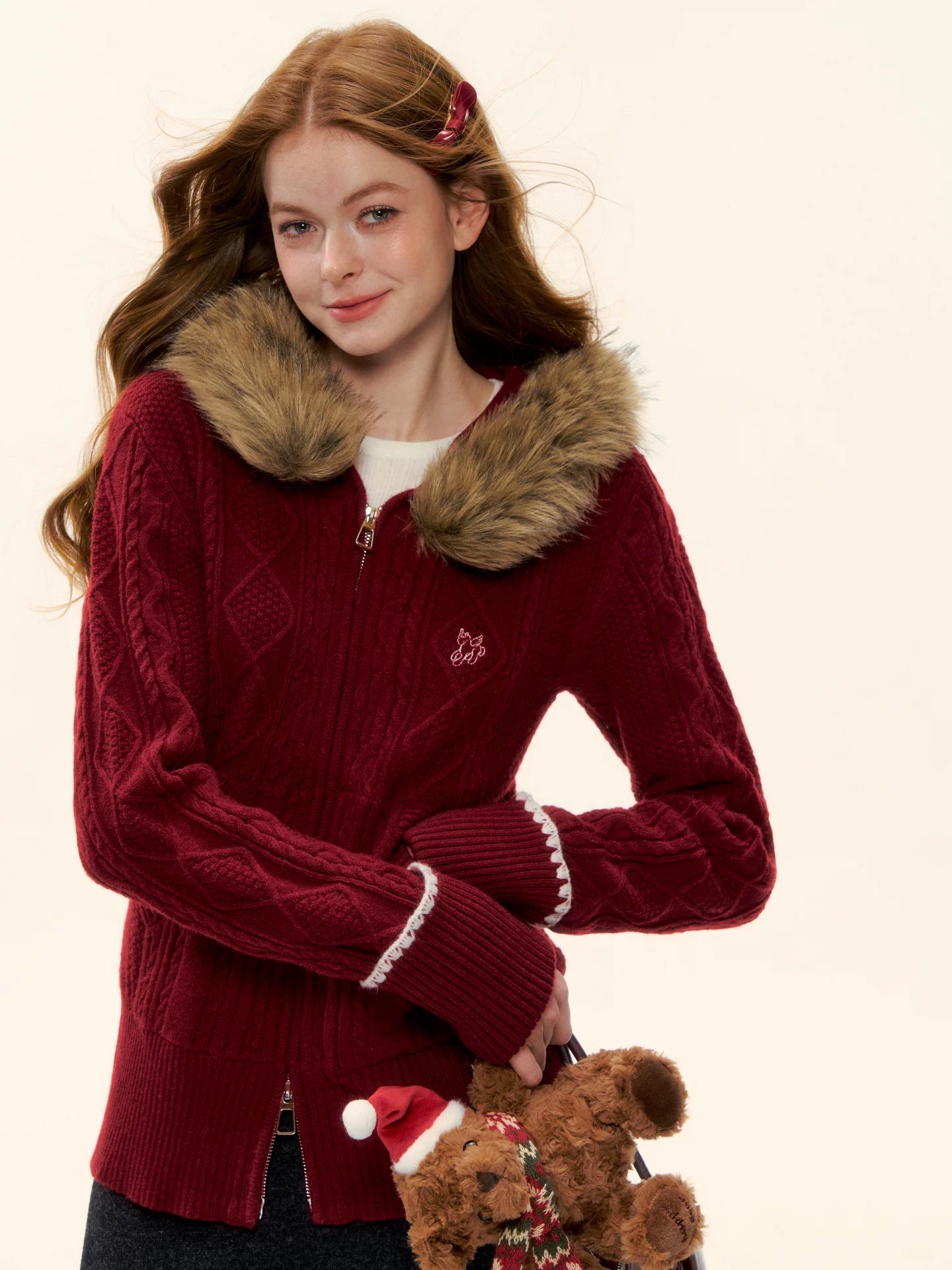 Hooded Cable Knit Jacket