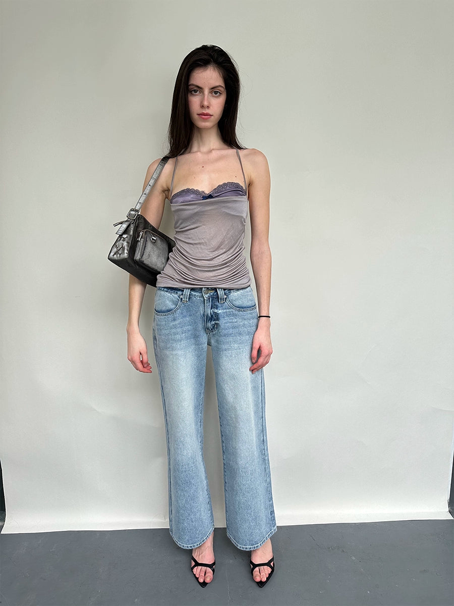 Purple Ruched Design Cami Top