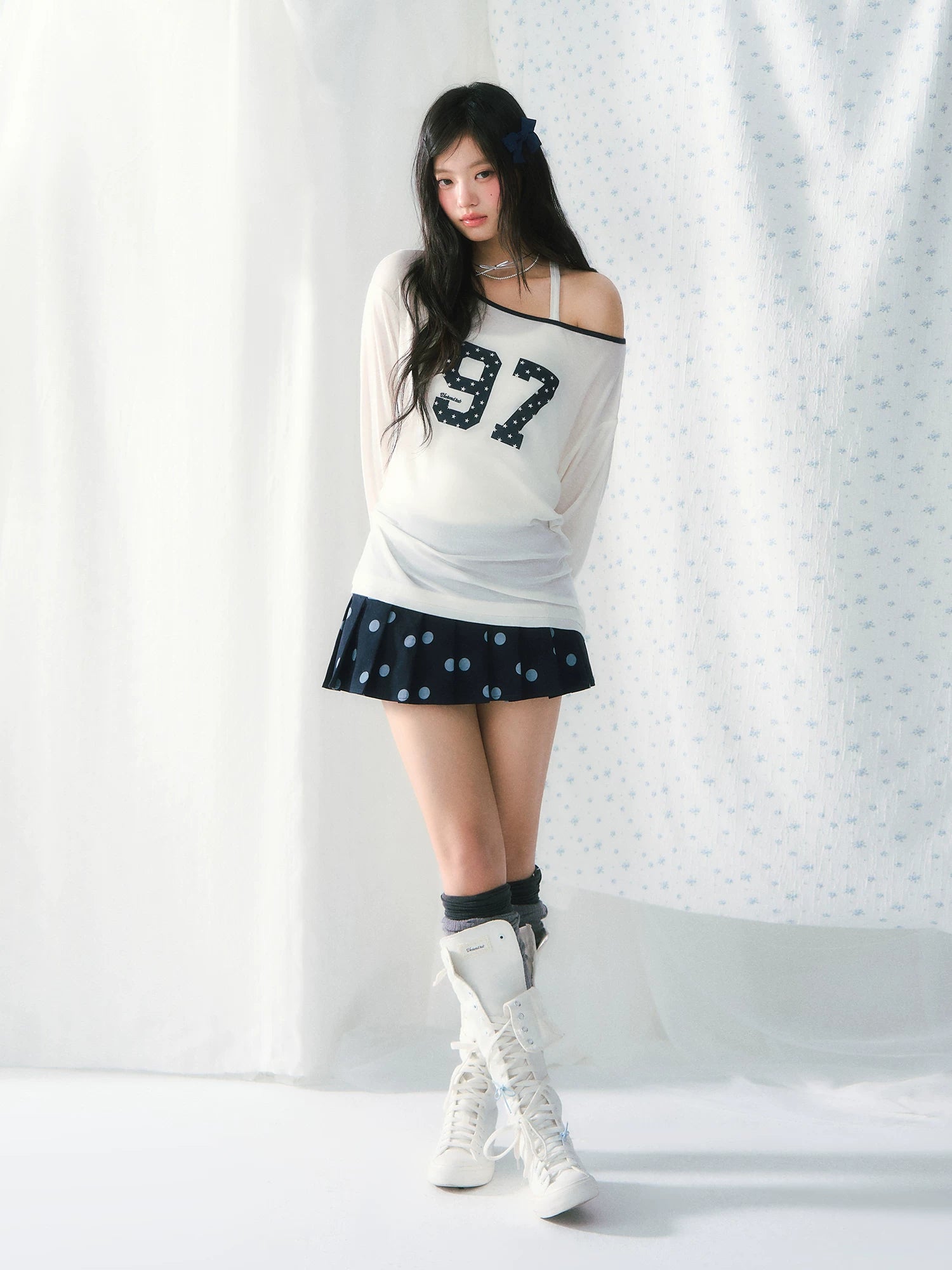 Polka Dot Pleated Skirt