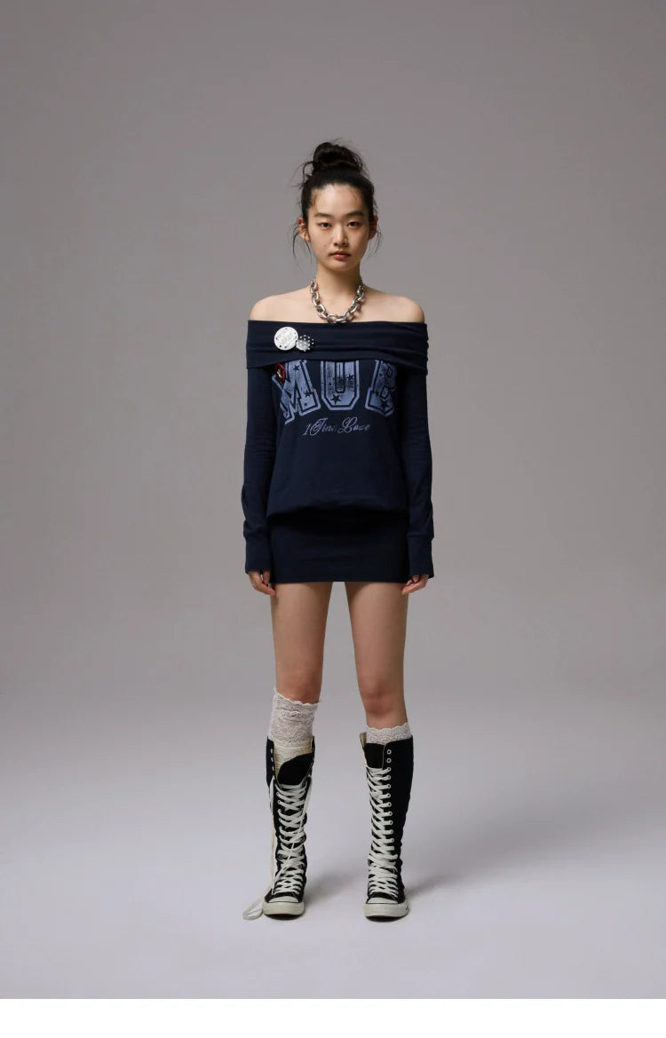 Off-Shoulder Printed Bodycon Dress