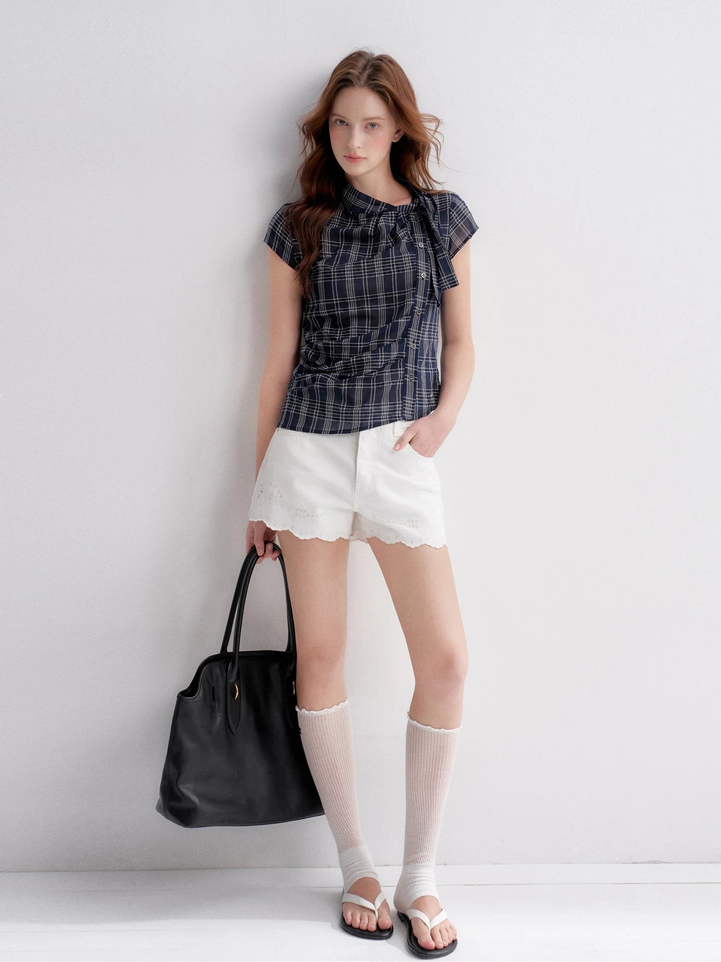 Embroidered Lace Denim Shorts