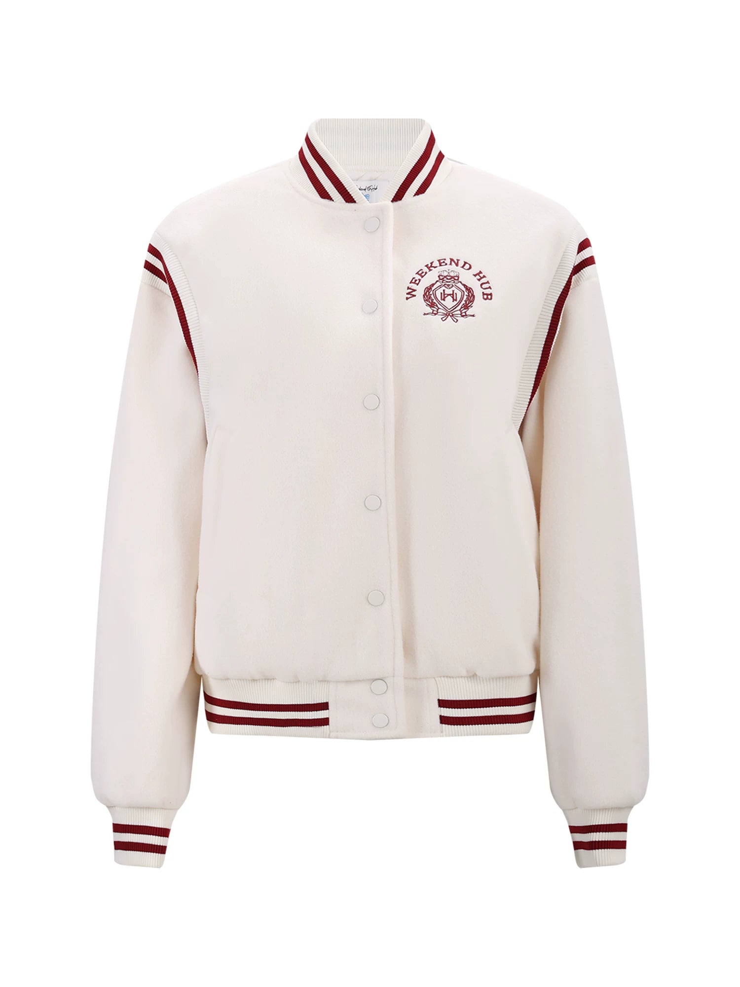 White Contrast Varsity Jacket