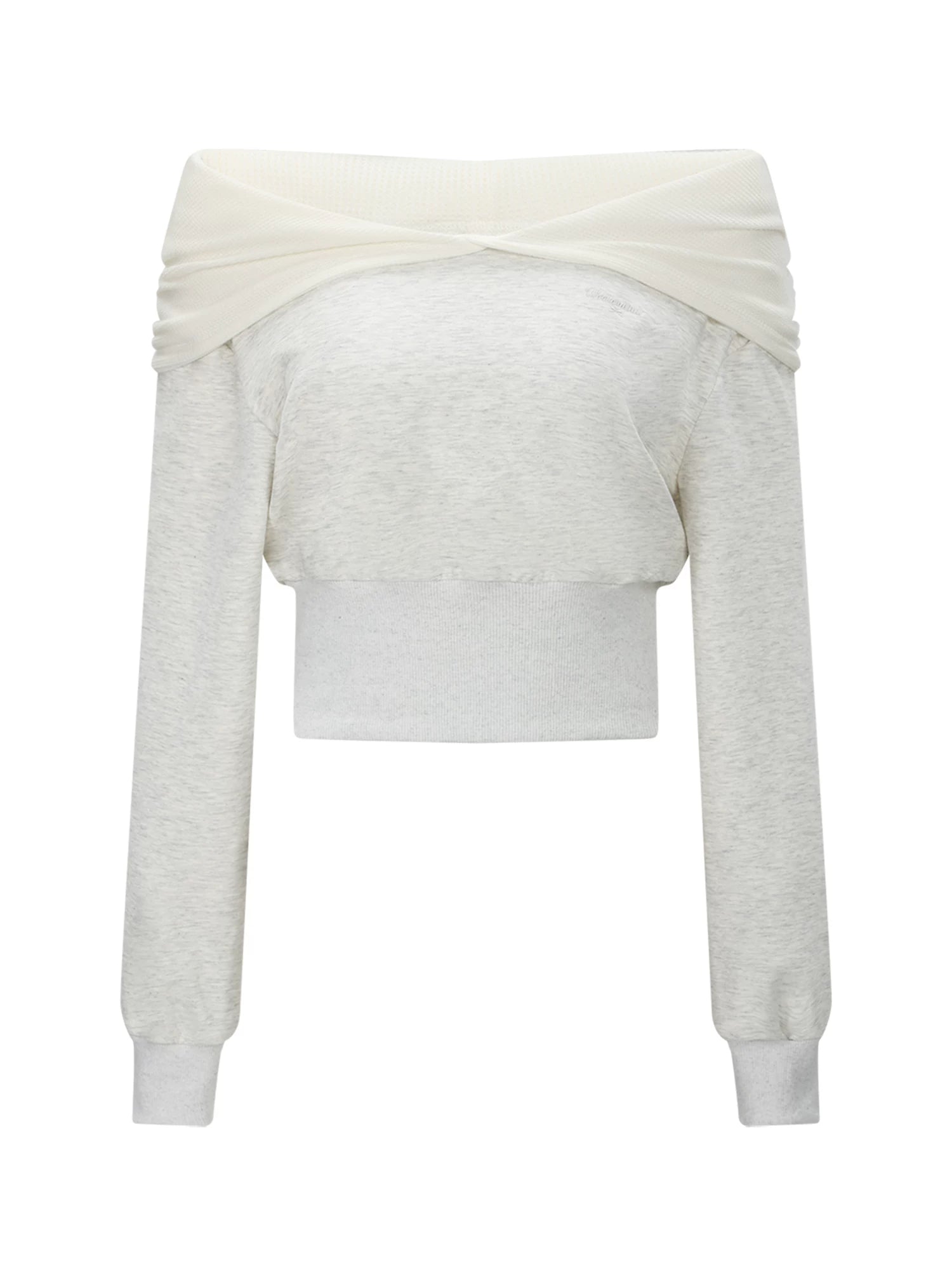 Gray Off-Shoulder Sweatshirt Set