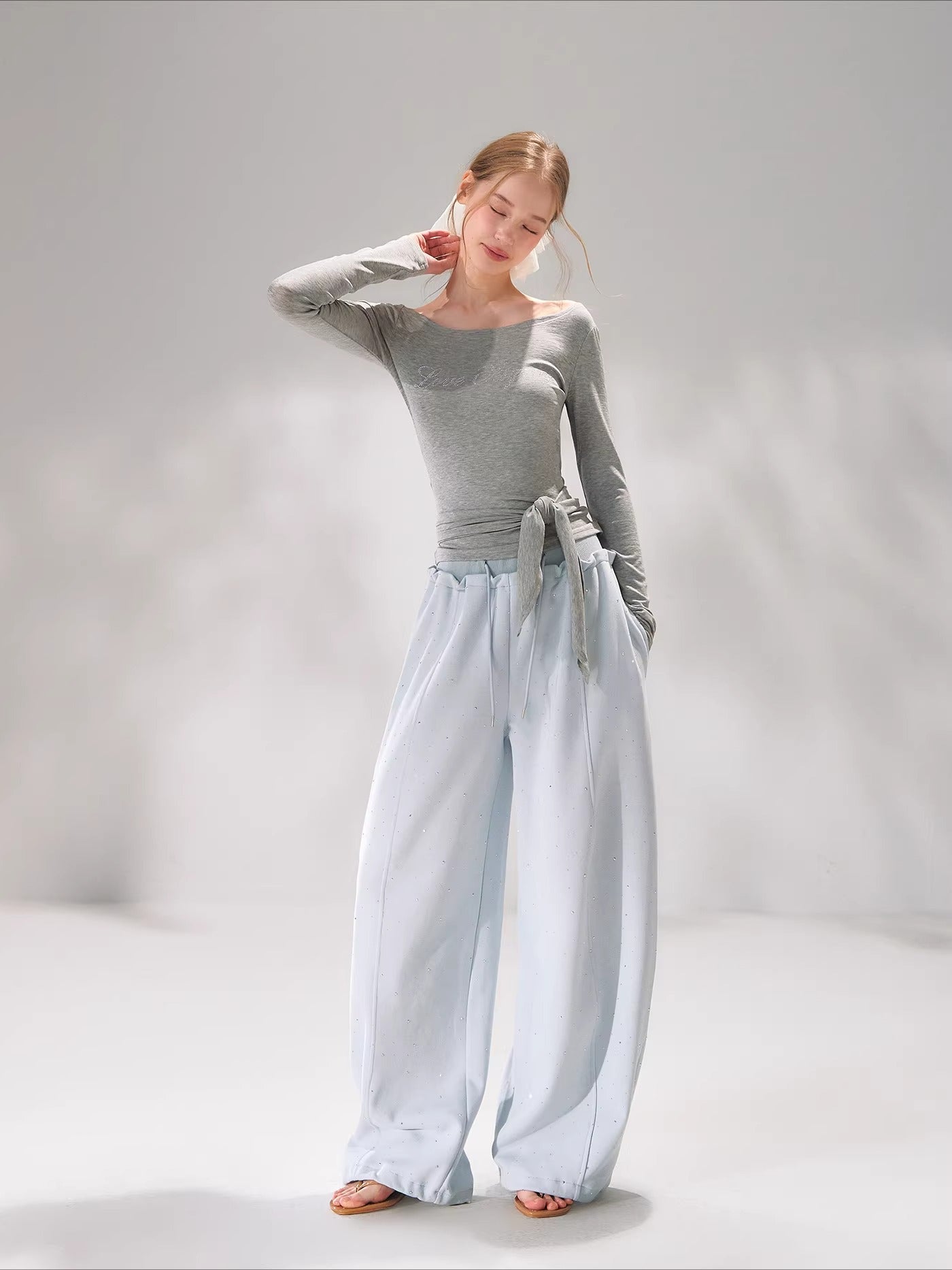 Crystal One Shoulder Tie Top