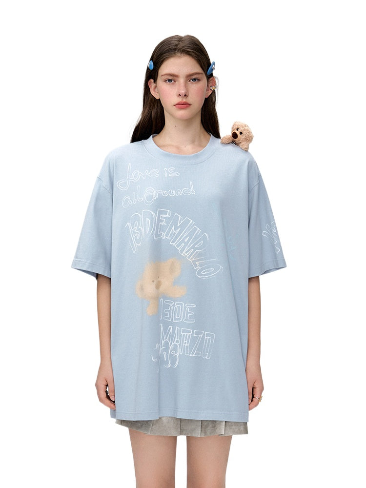 Graffiti Short Sleeve Loose Cotton T-shirt