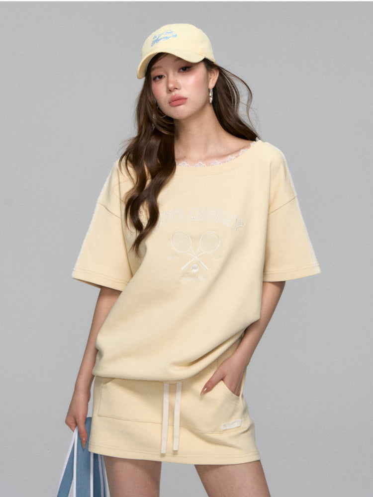 Cream-colored Embroidered Visor Cap