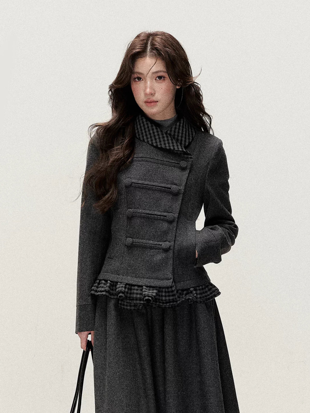 Vintage Double-Breasted Jacket & Midi Skirt Set