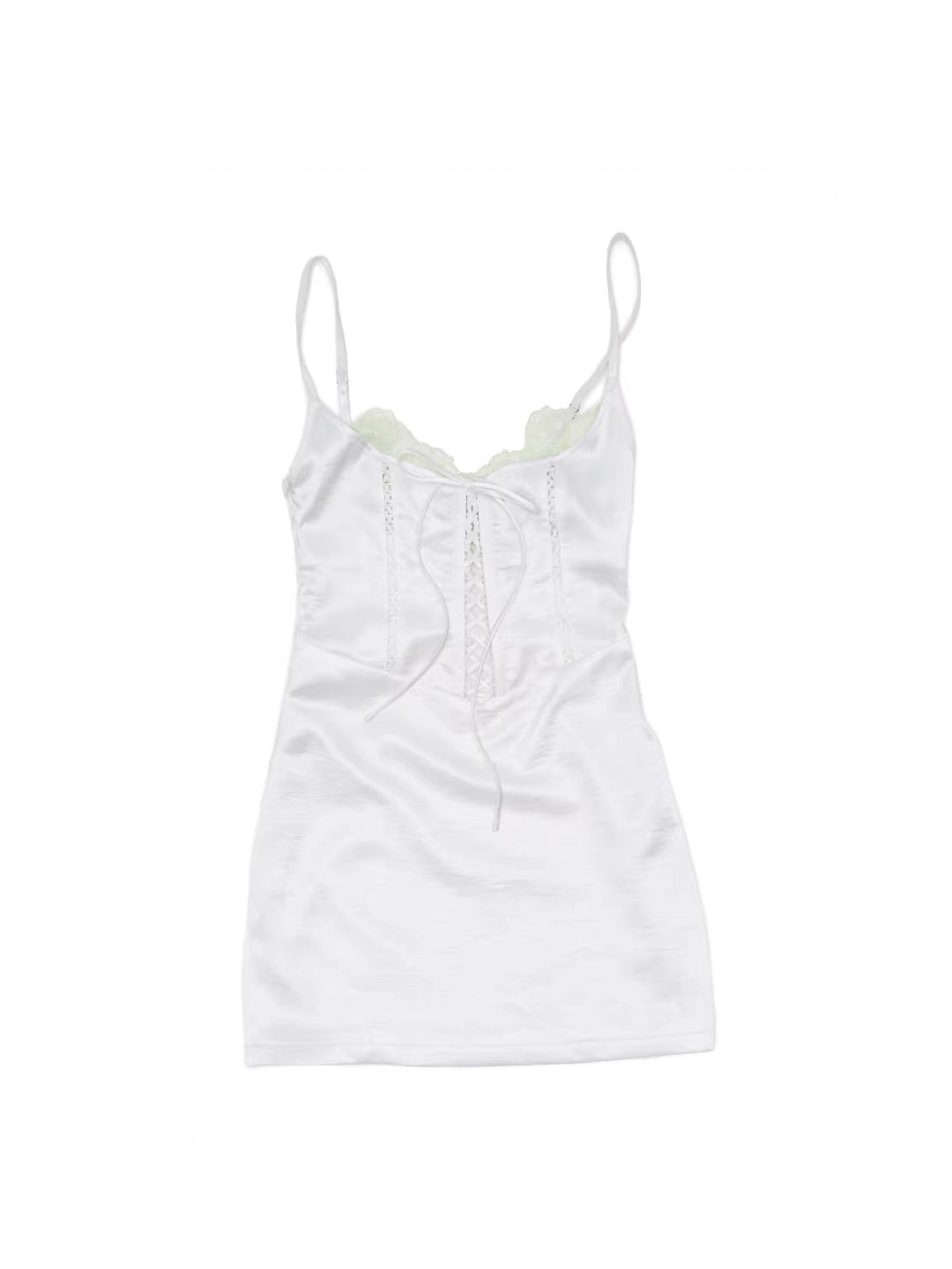 Satin Faux Two-piece Hollow Dress