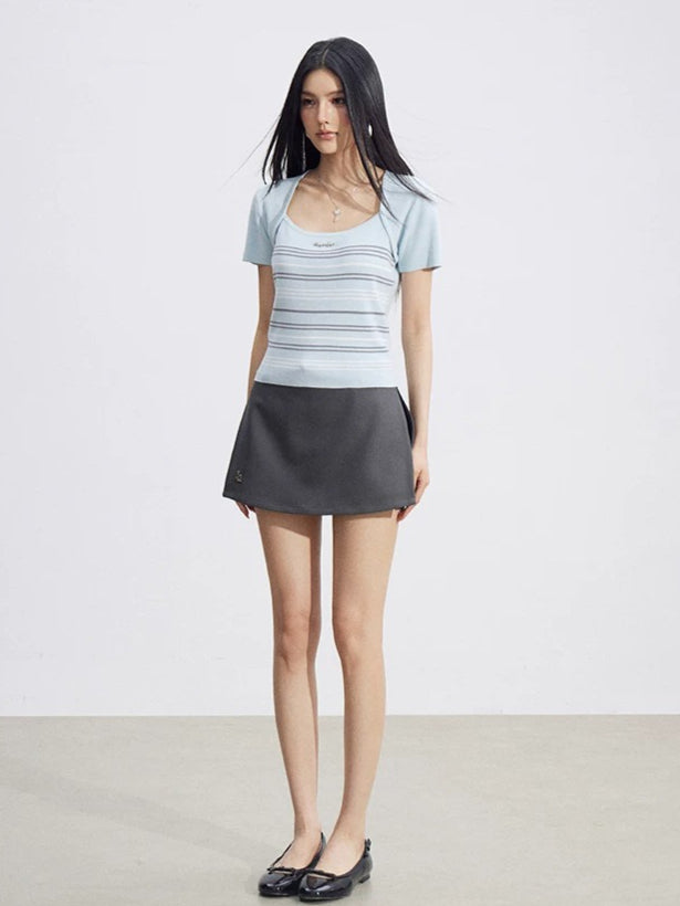 Layered Square-Neck Top