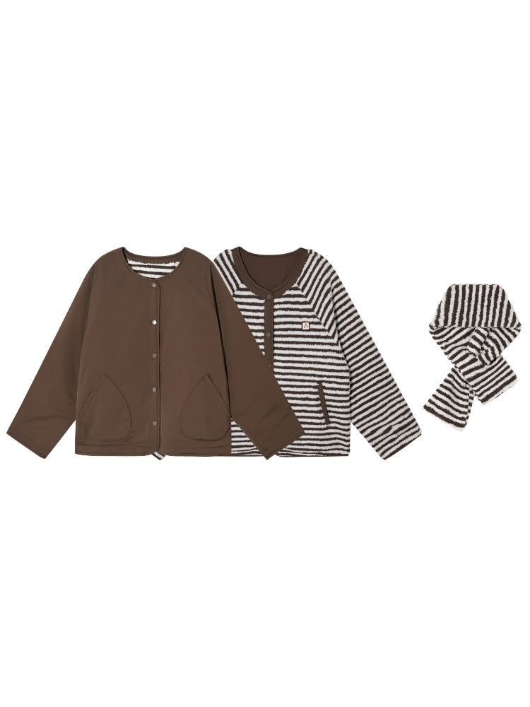 Reversible Striped Sherpa Jacket