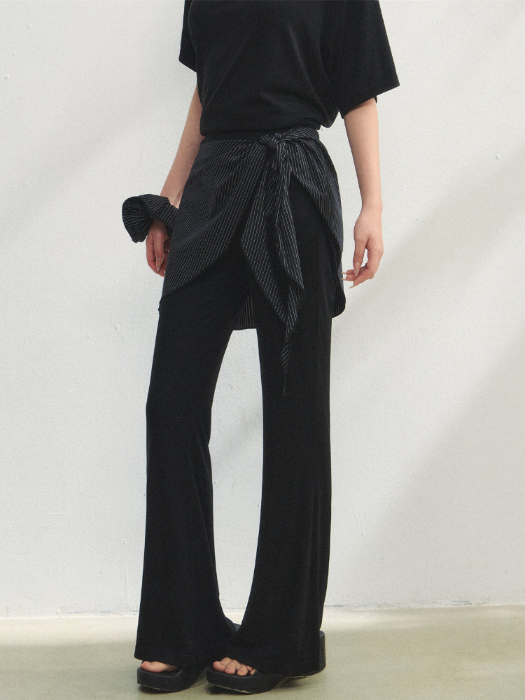 Checkered Asymmetric Shoulder Short-Sleeve T-Shirt & Pants Set