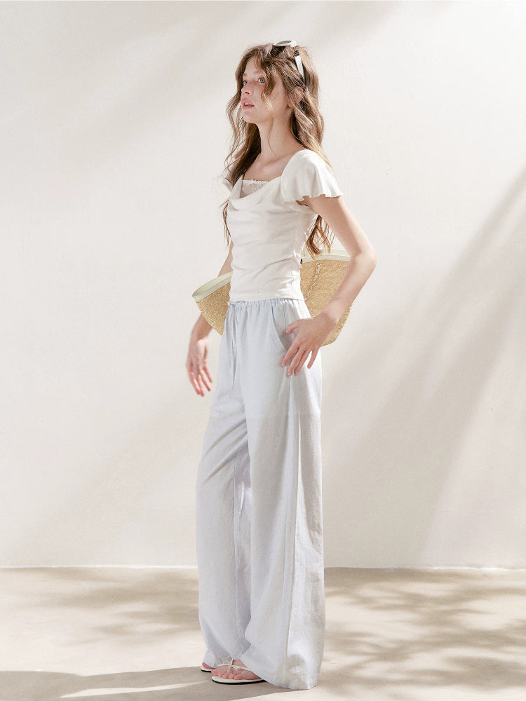 Lace Drape Neck Tee