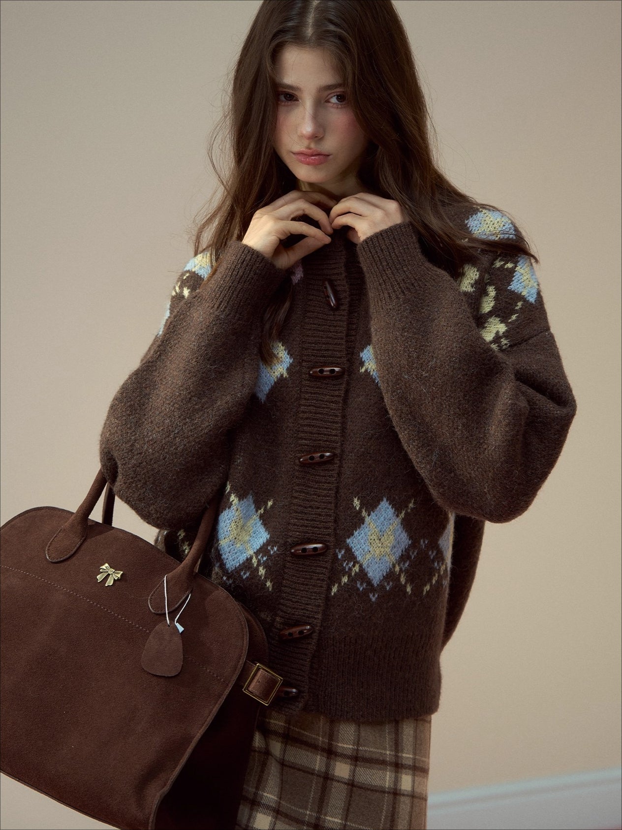 Fair Isle Wool Blend Toggle Buttons Sweater