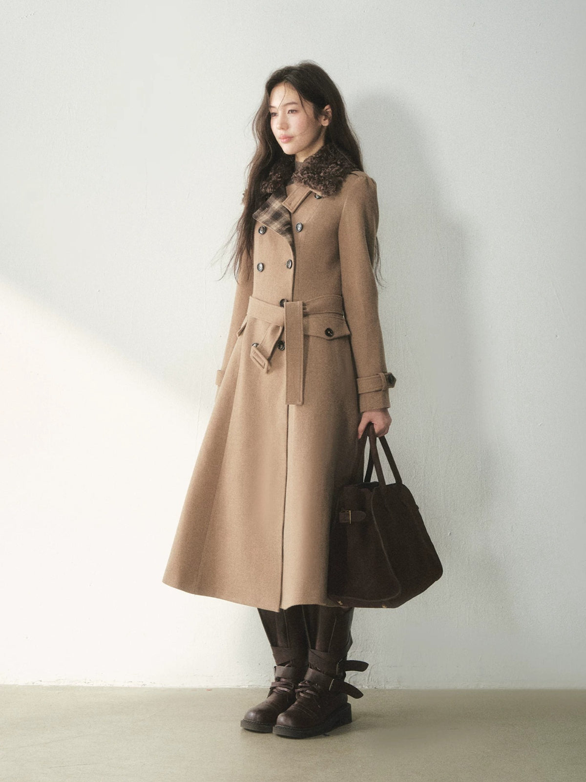 Vintage Double-Breasted Wool Trench Coat