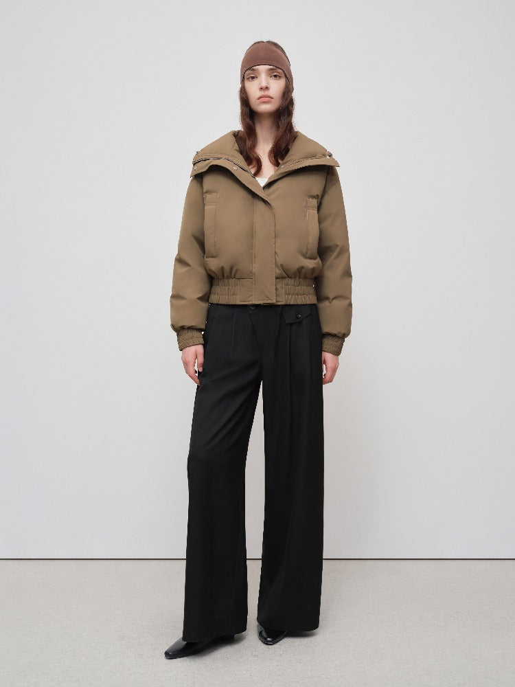 Beige & Brown Faux Fur Down Parka