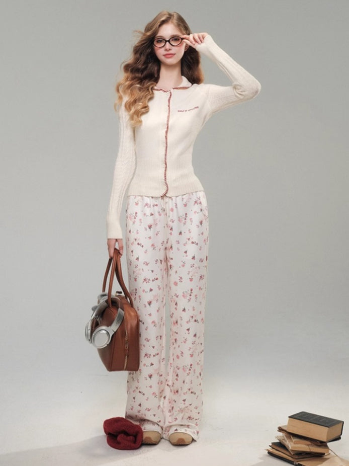 Rose Printed Sweatshirt Set