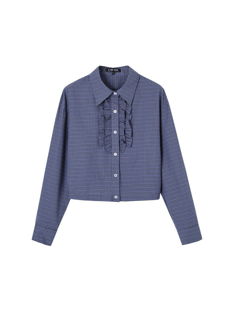 Plaid Ruffle Shirt & Skirt Set