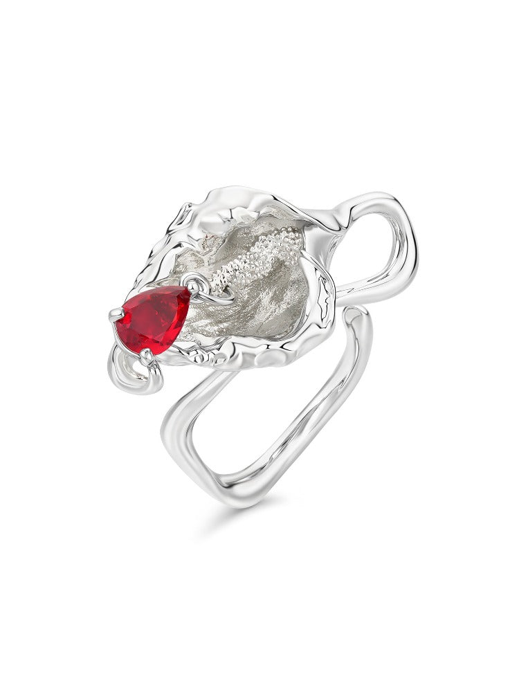Floral Teardrop Open Ring
