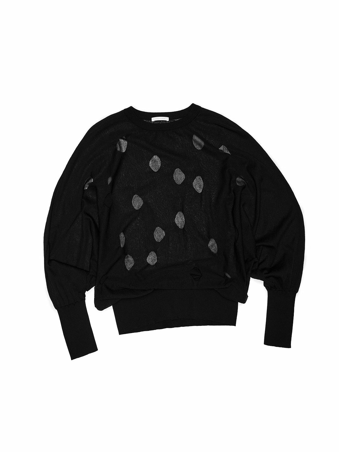 Polka Dot Hollow Knit Bubble Pullover