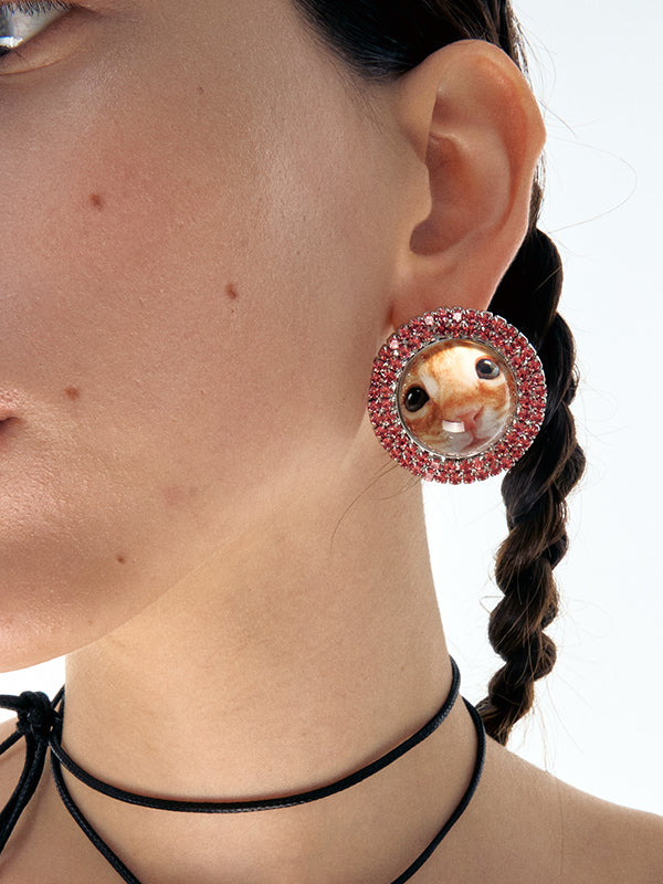 Cat & Dog Gem-Studded Animal Earrings