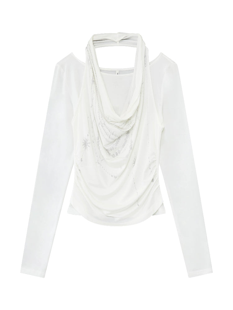 Lyocell Two-Piece Pearl Draped Top