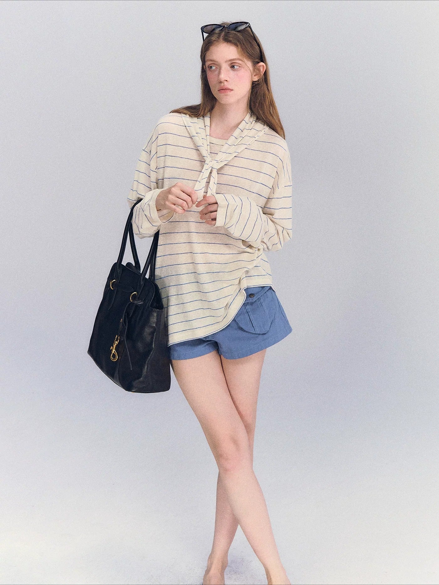 Rhinestone Stripe Long Sleeve Top