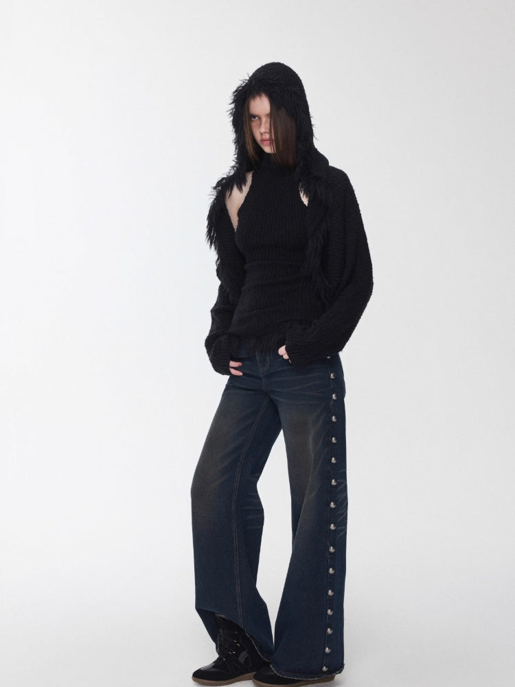 Hooded Faux Fur Knit Set