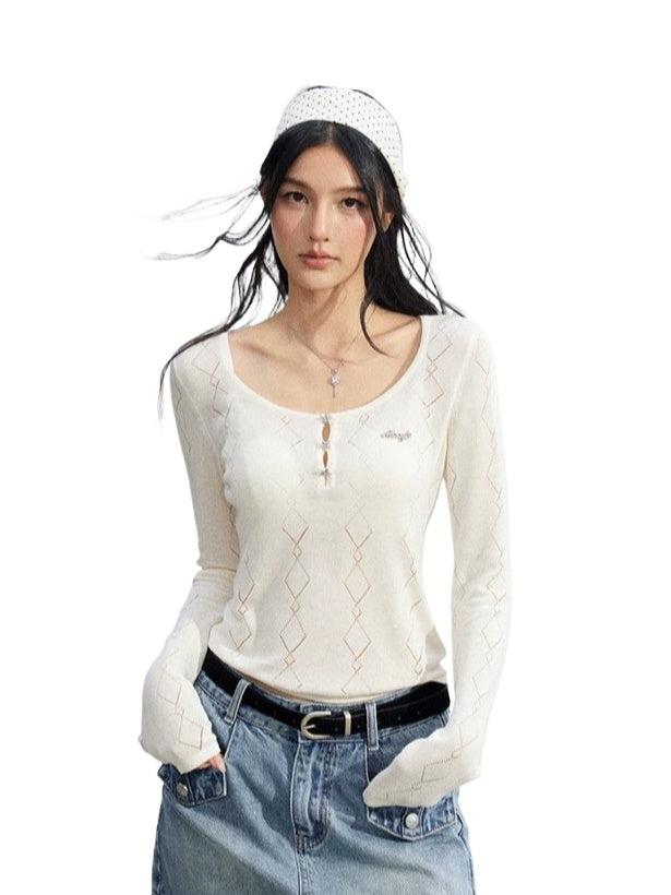 Ice Silk Hollow Knit Top
