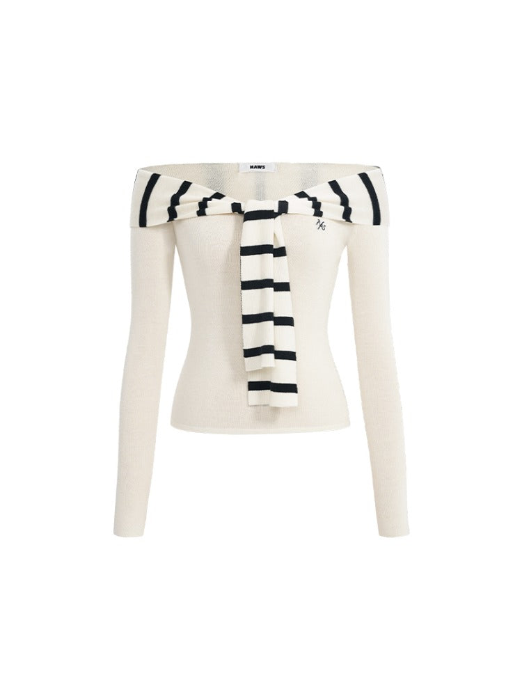Striped Sailor Collar Slim Top
