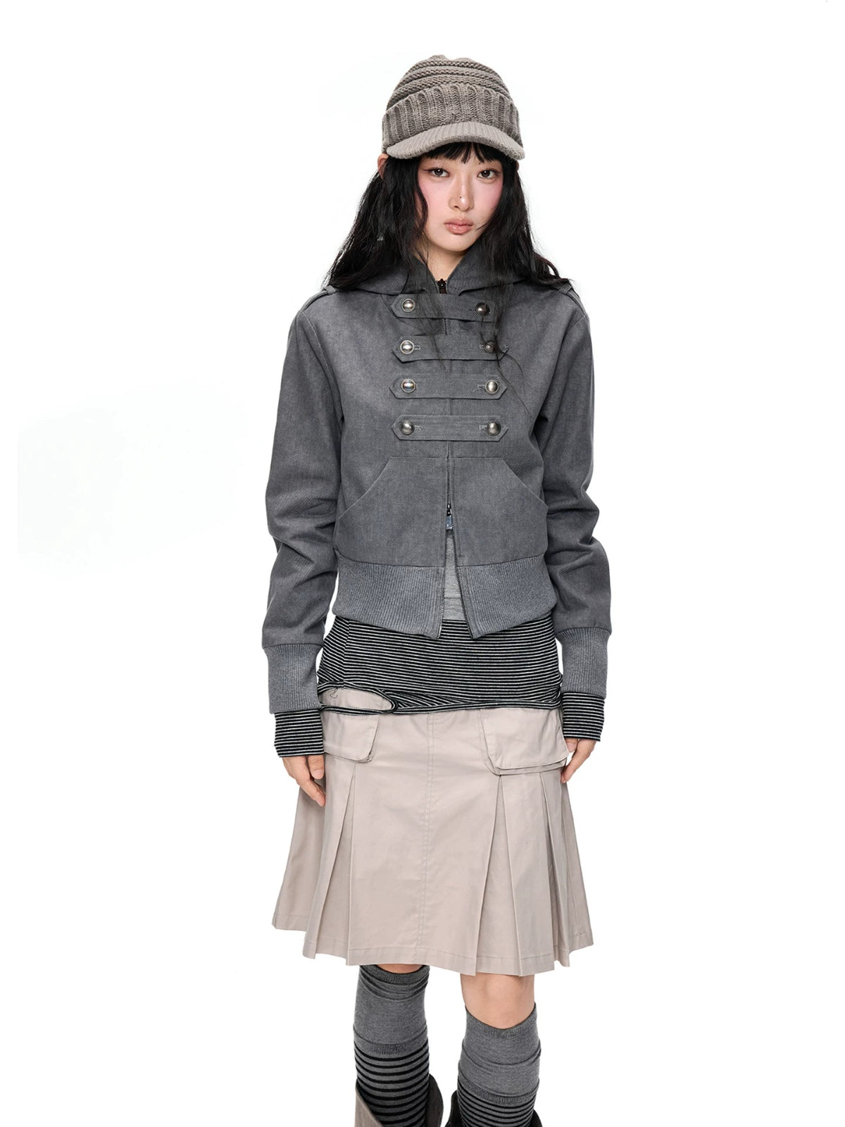 Hooded Double-Breasted Jacket