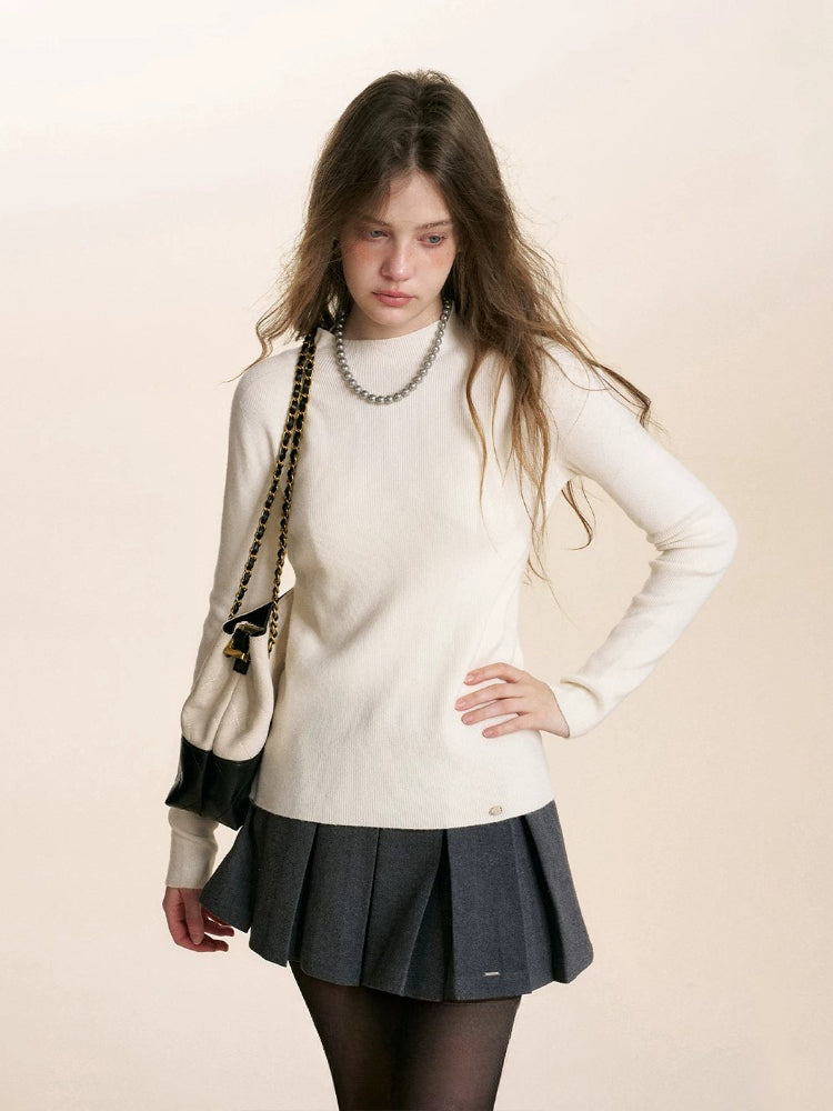 Ribbed Turtleneck Knit Top