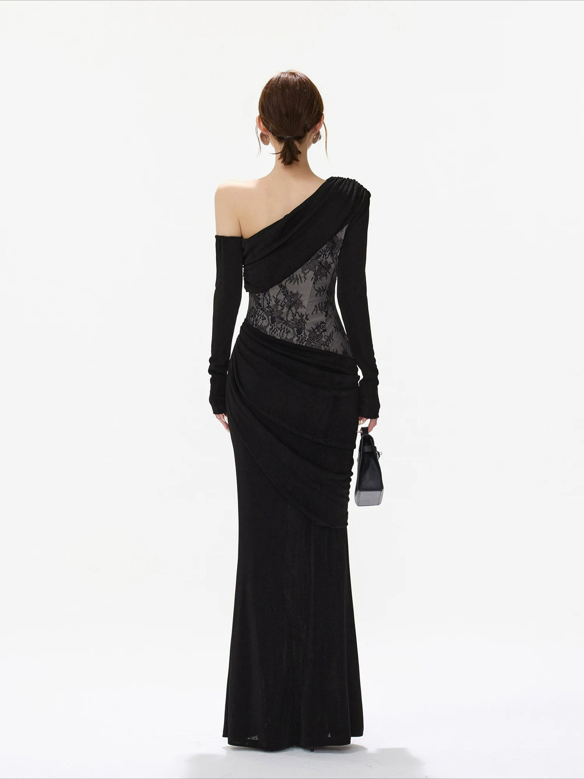 Black Lace Asymmetric Mermaid Dress