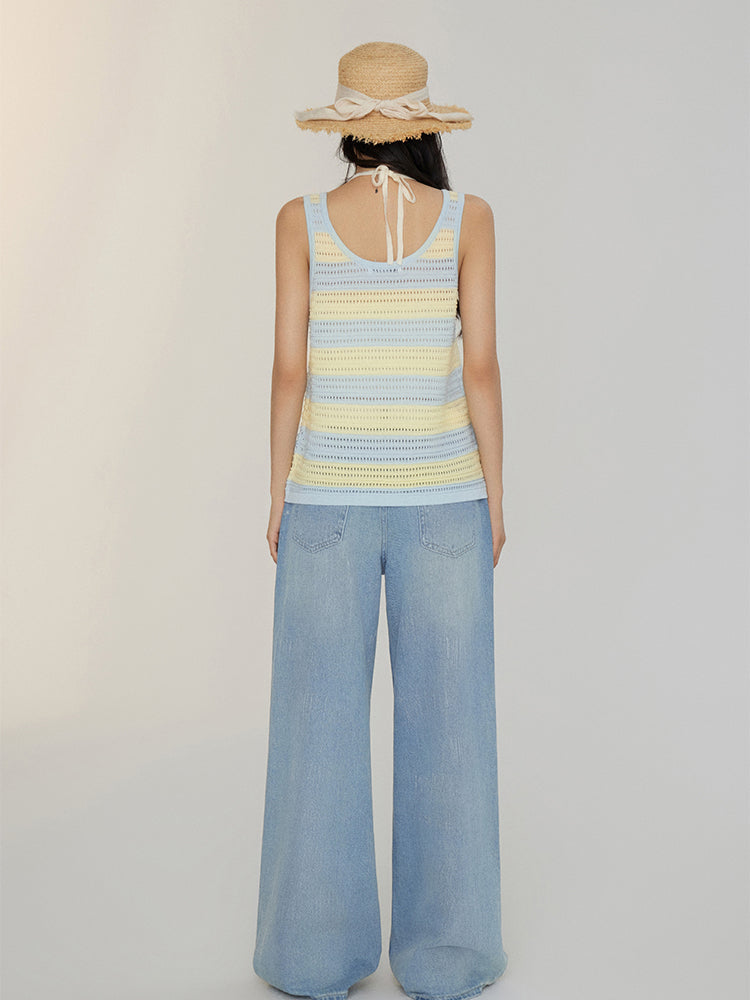 Hollowed-out Lyocell Halter Camisole Vest